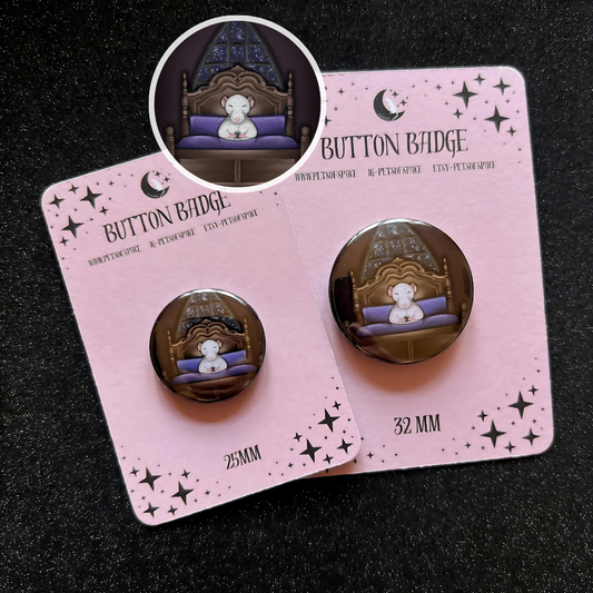 Sleepy RatTea Button Badge
