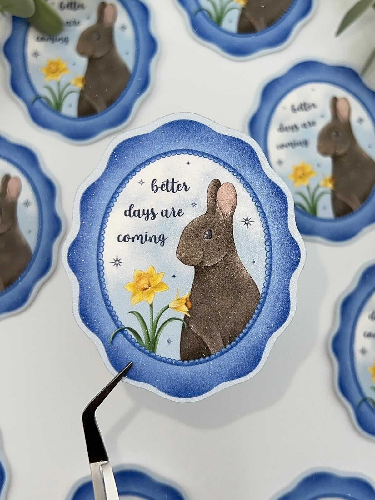 Better Days Glittery Bunny Sticker