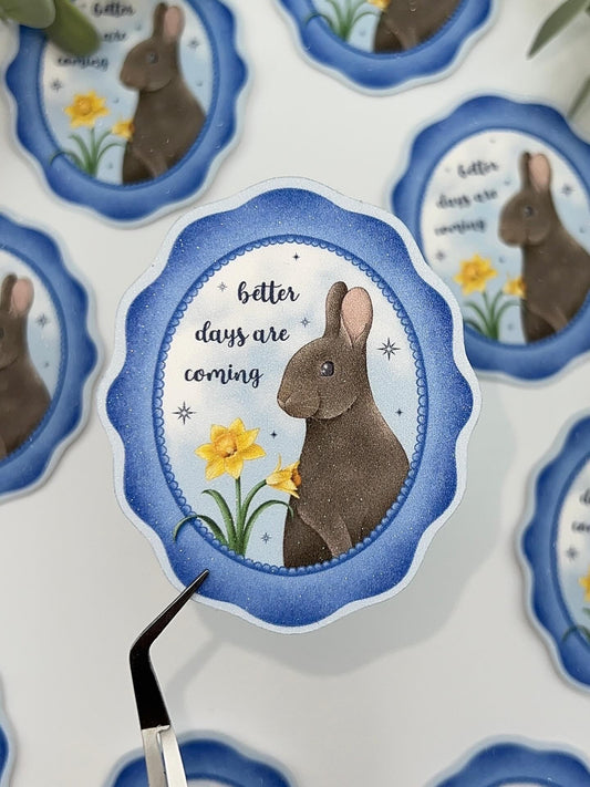 Better Days Glittery Bunny Sticker