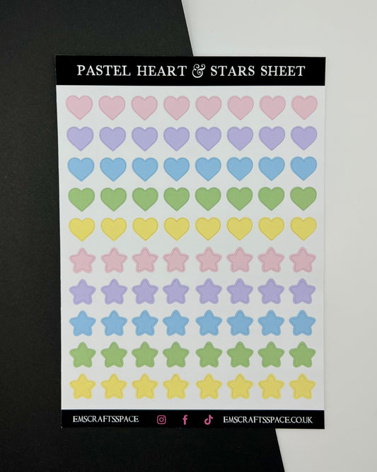Pastel Heart & Star Sticker Sheet