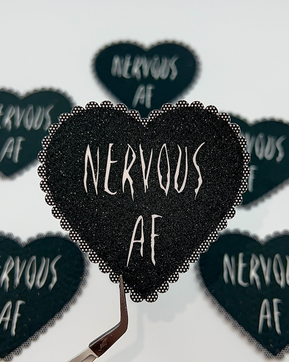 Nervous AF Glittery Vinyl Sticker