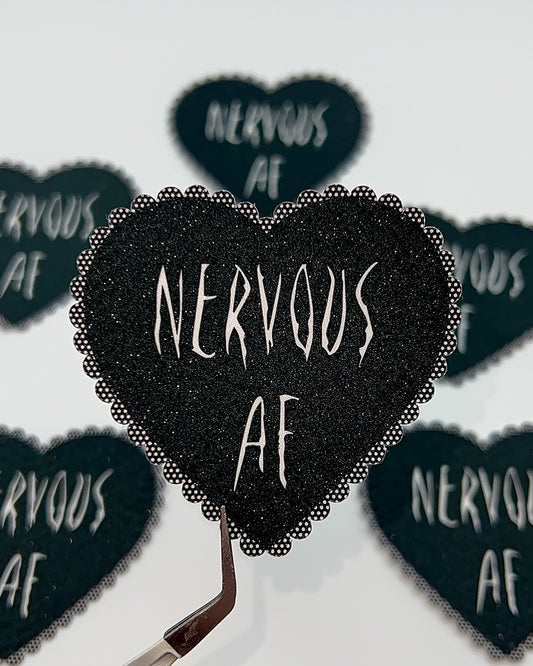 Nervous AF Glittery Vinyl Sticker