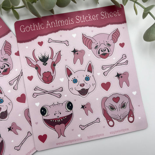 Gothic Animals Sticker Sheet